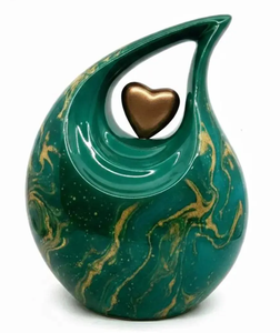 Urnas de Cremación para Adultos AHO, Color Verde Amarillo Antiguo, Acabado Colorido, Forma de Lágrima y Corazón, para Cenizas Funerarias, 200 Pulgadas Cúbicas, Ecológicas y Duraderas - Product Image 5