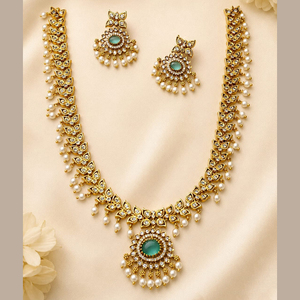 Ensemble collier et boucles d'oreilles pour femme JeweleMarket, plaqué or, pierres en cristal, style ethnique, pour mariage, fiançailles, anniversaire, fête, cadeau - Product Image 3