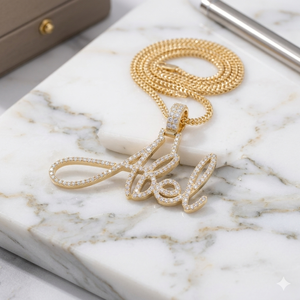 Custom Iced Cursive <b>Name</b> Pendant <b>Gold</b> Plated Moissanite Diamond <b>Necklace</b> Channel Setting Luxury Personalized Jewelry Charms Gift - Product Image 3