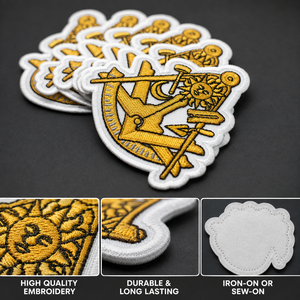 Écusson brodé personnalisé écologique en forme d'ancre avec motif soleil et outils, à coudre sur tissu, pour chapeaux et gants, forme irrégulière - Product Image 2