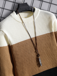 Autumn Winter Men's Anti-Pilling 100% Wool Sweater Cross-Border Fashion Character Pattern Front Logo New 9766 <b>Chenille</b> Knitted - Product Image 5