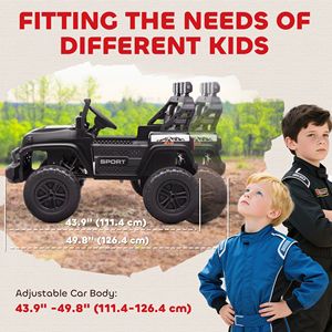 Camion Elettrico a 2 Posti 24V con 4 Motori, Sospensioni a Molla e Telecomando, Nero - Per Bambini dai 5 ai 7 Anni - Product Image 6