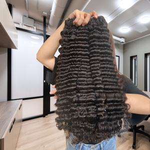 Extensiones de cabello humano de onda profunda natural sedoso sin procesar extensiones de cabello humano alineado con cutícula cabello vietnamita dibujado Doble - Product Image 4