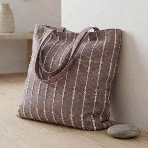 Bolsa de Compras Tejida a Mano Estilo Bohemio, Bolsa de Mercado Reutilizable Ecológica de Algodón a Rayas para Mujer, Bolsa para Ropa - Product Image 5