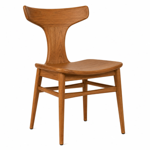 Modern Scandinavian Design Teak Wood Crown <b>Back</b> Dining Chair-<b>Waterproof</b> & Eco-Friendly Outdoor Dining Furniture - Product Image 2