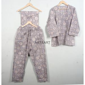 Conjunto de Pijama de Algodón 100% con Estampado Floral para Mujer, Manga Larga, Cuello en V, Cintura Elástica, Ropa de Dormir Informal, Suave y Transpirable, ART&ART Primavera - Product Image 6