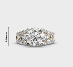 Bague de fiançailles en diamant taille mixte Radiant, or jaune 18 carats, sertissage pavé rond et baguette, bijoux fins classiques pour femme - Product Image 5