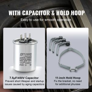 มอเตอร์พัดลมเตาเผา 208/230V 1/2HP 5 ระดับความเร็ว หมุนตามเข็มนาฬิกา/หมุนทวนเข็มนาฬิกา ขนาดเฟรม 48 ความยาวเพลา 3.4 นิ้ว 7.5 ฟุต/450V อะไหล่ระบบ HVAC - Product Image 3