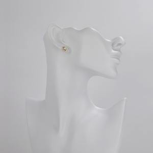 Pendientes de Perlas Geométricas de Oro Sólido de 14K con Diamante Cultivado en Laboratorio de 0.35ct, Certificado IGI, Modernos y Minimalistas para Mujer, para Bodas y Fiestas - Product Image 2