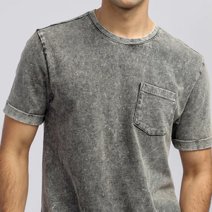 Camiseta de hombre con lavado ácido y logotipo totalmente personalizado en venta, producto de moda, camiseta de hombre con lavado ácido y cuello redondo con MOQ bajo. - Product Image 4