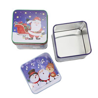 Offre directe d'usine Conteneurs en étain personnalisés Boîte en fer blanc de forme carrée Petite boîte en fer blanc Emballage pour Noël
