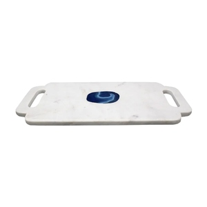Simple White <b>Marble</b> Table Serving <b>Tray</b> Brass Inlay Eco-Friendly American Style Wedding Serving <b>Tray</b> Handmade Metal Handle TQC - Product Image 6