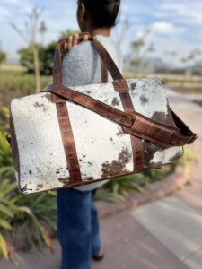 กระเป๋าหนังวัวแท้สไตล์วินเทจ  แบบมีซิป  ขนาดใหญ่ 36-55 ลิตร  สำหรับเดินทาง  LHDB-0027 - Product Image 3