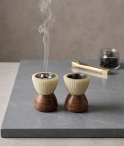 Quemador de Incienso Mubkhar de Madera de Acacia Hecho a Mano, Ecológico, 100% Natural, Diseño Personalizable, Patrón de Mosaico Colorido - Product Image 2