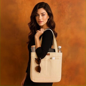 <b>Large</b> Capacity Women's Canvas <b>Bag</b> Dual Handles Shoulder <b>Crossbody</b> Convertible Detachable Strap Zipper Pockets Travel Ready for - Product Image 3