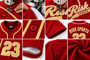 Camiseta de Béisbol Roja Personalizada RISK SPORTS 100% Poliéster con Botones al Frente, Manga Corta, Secado Rápido, Transpirable, Uniforme Deportivo de Softbol - Product Image 6
