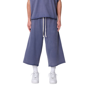 Pantalones Cortos de Forro Polar Azul para Hombre, Personalizados, de Pierna Ancha, Corte Holgado, Cintura Elástica con Cordón, Bolsillos Laterales, Estilo Casual Urbano, Venta al Por Mayor - Product Image 4