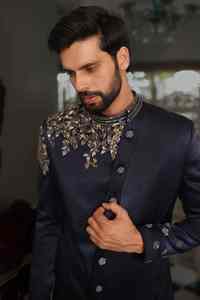 Sherwani Royal Dulha Premium para Hombre, Traje Tradicional Indio y Pakistaní para Bodas, Protección Solar, Sin Arrugas - Product Image 2