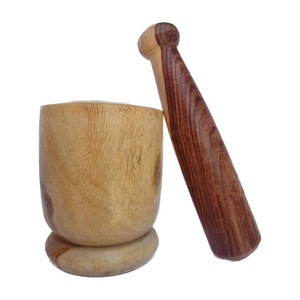 Outil de cuisine écologique naturel, moulin manuel traditionnel, ensemble mortier et pilon en bois 154 pour écraser les épices et les herbes - Product Image 2