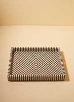 Plateau décoratif vintage en os incrusté de fleurs, grande taille personnalisée, noir et blanc, en résine MDF, pour la maison