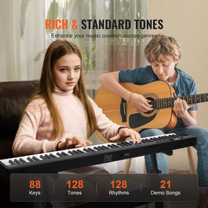Teclado de Piano Plegable de 88 Teclas Portátil para MIDI con Soporte, Accesorio para Instrumentos Musicales - Product Image 3