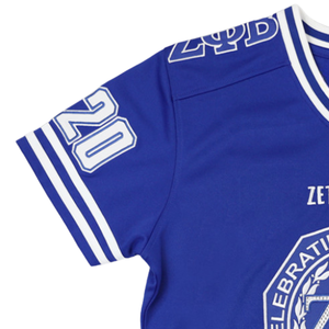 Maillot de football Zeta Phi Beta Centennial pour femme, bleu royal, ZPB 1920 2020, anniversaire, col en V, maillot de sororité - Product Image 3