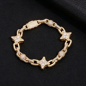 Bracelet pour homme en argent 925 avec diamants Moissanite, maillons étoile, léger, doré, style Hip Hop, bijoux de luxe, cadeau pour homme - Product Image 3