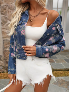 Chaqueta vaquera de camionero con estampado de leopardo para mujer TRIBON SPORTS, manga larga, cuello vuelto, largo regular, informal, lavada, con parches, para otoño e invierno - Product Image 6