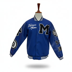 Dopest quality custom embossed embriodry logo varisty <b>jacket</b> for men with <b>leather</b> sleeves in multi colors - Product Image 3