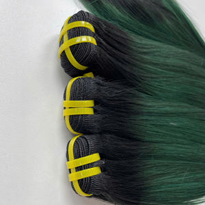 Ombre Green Set Venta al por mayor 100% Raw Virgin Vietnamita Cabello humano Peluca corta Hueso recto Super Doble Extensiones de cabello - Product Image 5