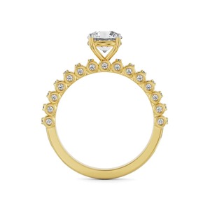 Bague de Mariage en Moissanite Ronde avec Tige Pavée Perlée, Plaqué Or, Argent ou Or Rose, Bijou de Mariage Élégant - Product Image 4