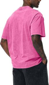 T-shirt en coton rose délavé vintage pour homme, surdimensionné, respirant, vente en gros directe d'usine, fabriqué au Pakistan - Product Image 4