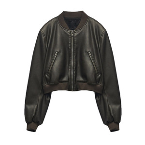 เสื้อแจ็คเก็ตหนังผู้หญิงสั่งทำขายส่ง ระบายอากาศได้ดี  แบบ Biker Coat  เสื้อคลุมแฟชั่นสำหรับขี่มอเตอร์ไซค์  รับทำโลโก้ OEM จากโรงงาน - Product Image 1