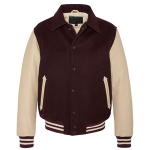 Pakistan Manufactured Modern Style Men Varsity <b>Winter</b> Hooded Reversible <b>Waterproof</b> 100% Wool Streetwear <b>Jacket</b> Stand Front - Product Image 1