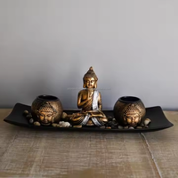 Statue de bouddha inspirée de l'Asie du sud-est thème bougeoirs en fer faits à la main méditation Relaxation décoration de la maison noël