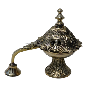 Carved Brass Loban Incense Burner with Handle Portable Charcoal Bakhoor Burner <b>Decorative</b> Design for Home Temple Use - Product Image 6
