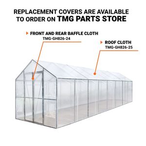 Copertura in PVC a rete Leno Ripstop da 20 mil per serra/tenda da coltivazione con telaio in acciaio zincato e finestre a rotelle (8FT X 26FT) - TMG GH826 - Product Image 3