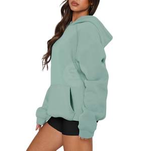 Sudadera con Capucha de Manga Larga para Mujer, Transpirable, Color Verde Menta, con Bolsillos Delanteros y Logotipo Personalizado, Venta al Por Mayor - Product Image 3