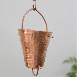 Ensemble de Chaînes de Pluie en Cuivre pour Décoration de Jardin Extérieur, Style Simple, avec Seau Suspendu - Product Image 2