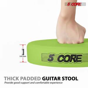 5Core Heavy Duty Foldable <b>Padded</b> Guitar <b>Stool</b> with Built-in Foot Rest and Stand - Product Image 2