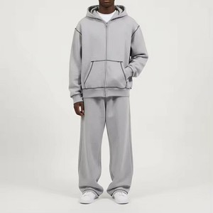 Chándal de forro polar con costuras overlock, poliéster/algodón, lavado ácido, invierno, logotipo personalizado, impresión por transferencia térmica, chenilla - Product Image 1