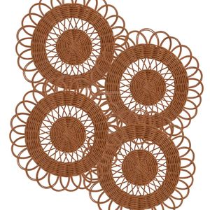 Set de table rond en rotin fait main, style bohème, tapis en osier, diamètre 400 mm - Product Image 3