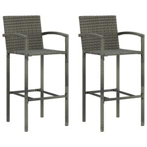 Ensemble de 2 tabourets de bar standard en rotin PE gris - Product Image 1