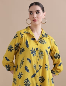 ชุดคุร์ตะผ้าฝ้ายพิมพ์ลายดอกไม้ทรงหลวม KV Relaxed Fit พร้อมกางเกงขายาว (ชุด 2 ชิ้น) - Product Image 5