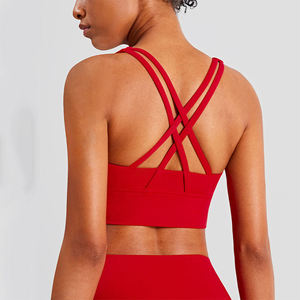 Soutien-gorge de sport pour femme en polyester respirant, écologique, à séchage rapide, de haute qualité, avec bretelles croisées, maintien élevé et sans coutures - Product Image 6