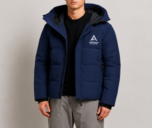 Men's <b>Winter</b> Streetwear Bonded Puffer <b>Jacket</b> ODM <b>Waterproof</b> Windproof Breathable Stand Collar Hooded Down Coat Front Custom Logo - Product Image 2