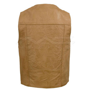 Genuine <b>Leather</b> <b>Vest</b> Premium Sleeveless Garment Reinforced Seams Functional Pockets Secure Front Closure Custom Bulk Supply - Product Image 2