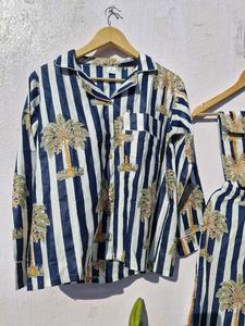 Ensemble de pyjama en coton pour femmes |   Vêtements de nuit à rayures imprimées |   Vente en gros OEM - Product Image 3