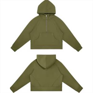 Sweat-shirt à capuche court pour femme, coupe classique, unisexe, en polaire, décontracté, pour l'automne, avec poche - Product Image 3
