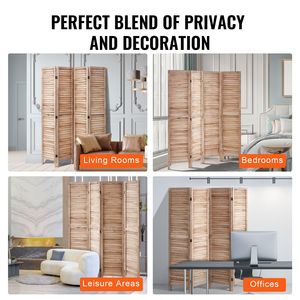 Divisorio in Legno a 4 Pannelli Alto 66,9 Pollici, Paravento Pieghevole Portatile per Interni, Schermo Decorativo per la Privacy - Product Image 6
